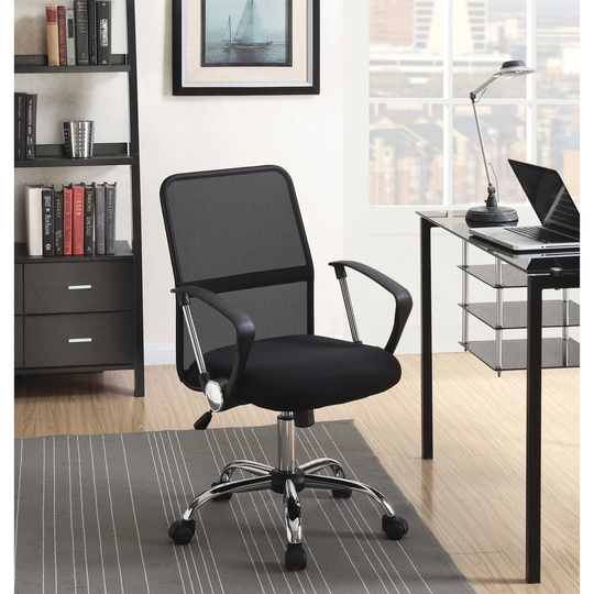 Meredith Black Swivel Office Chair with Casters