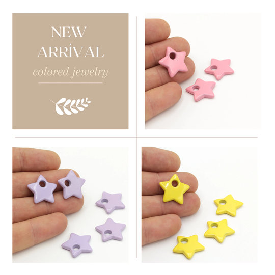 2 Pcs Colored Plated Star Charms, Pendant, Jewelry, Charms, | 20x21mm Clrd-6
