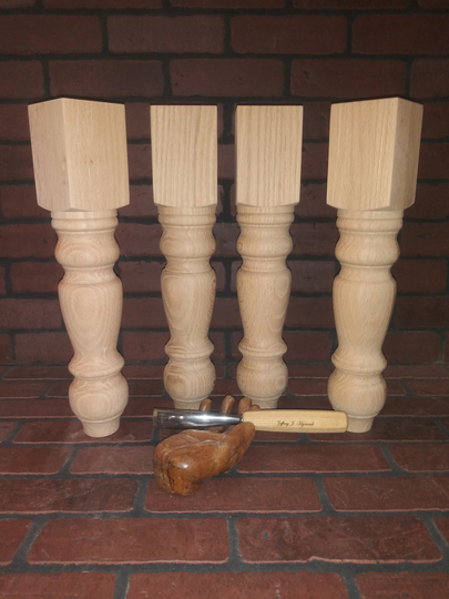 Genuine Hand Turned Red Oak Coffee Table Or Bench Legs