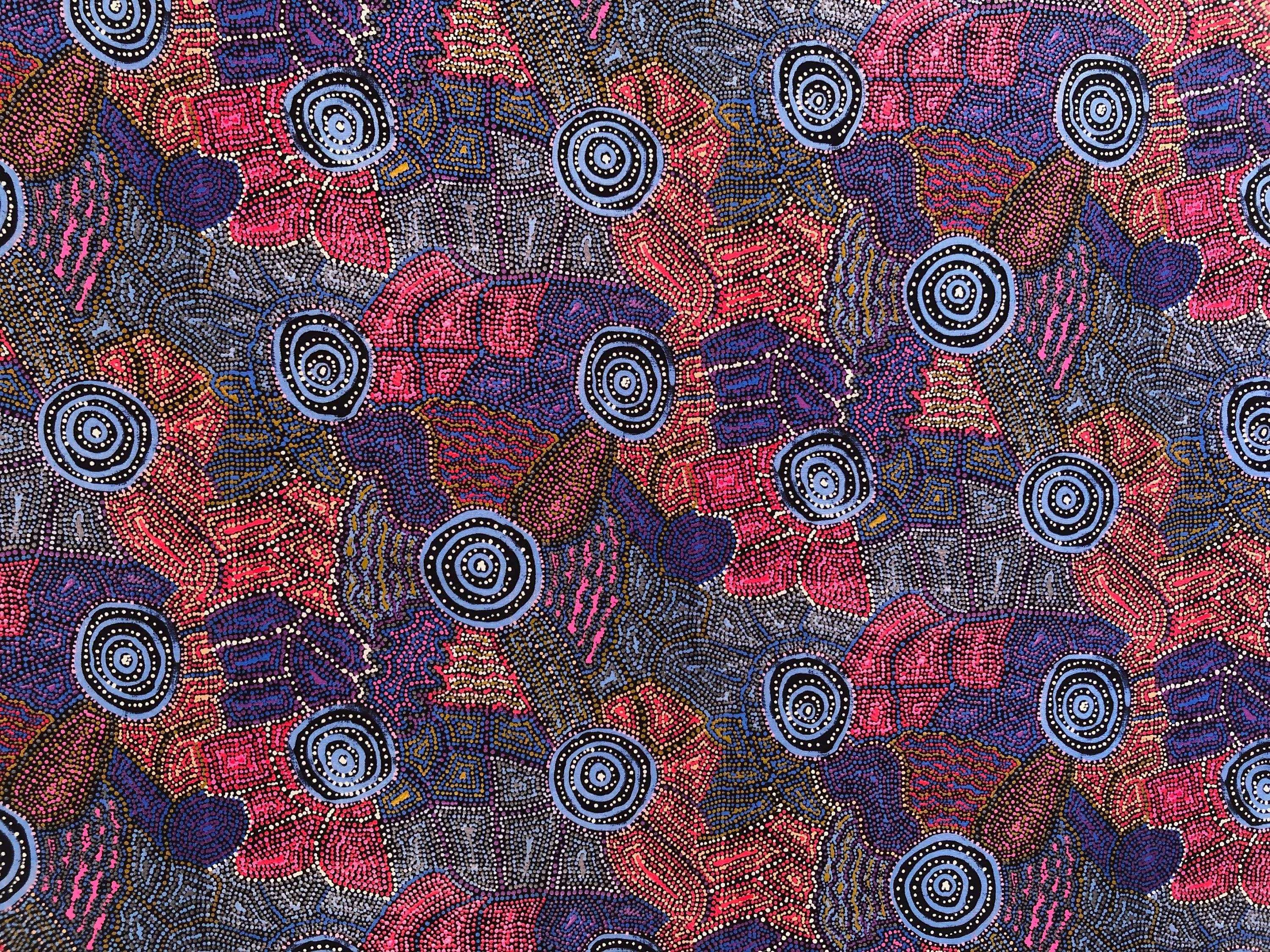 Aboriginal Warlu Marapinti Dreaming Brown Purple Abstract Quilting Cotton Fabric By 1/4, 1/2 Yard Or Fat Quarter, Australian Indigenous Art