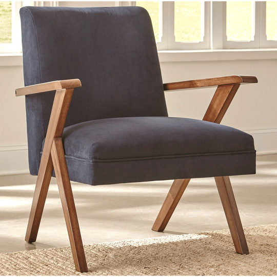 Mid-Century Modern Design Dark Blue Living Room Accent Chair - 1 Chair