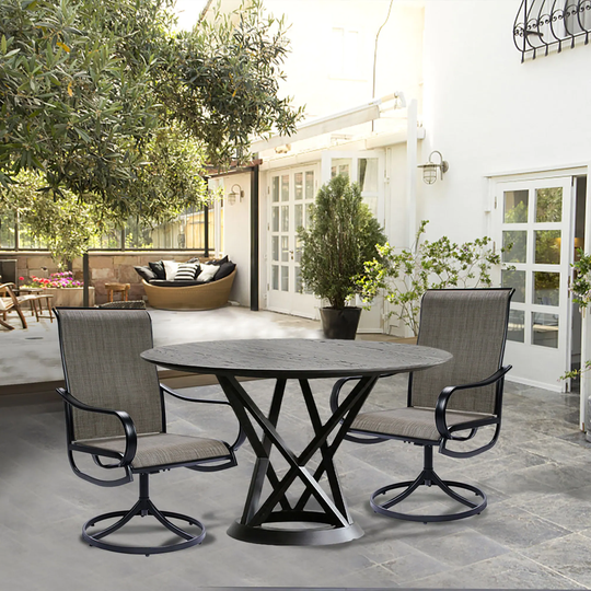 Modern 2-Piece Outdoor Patio Swivel Dining Chairs