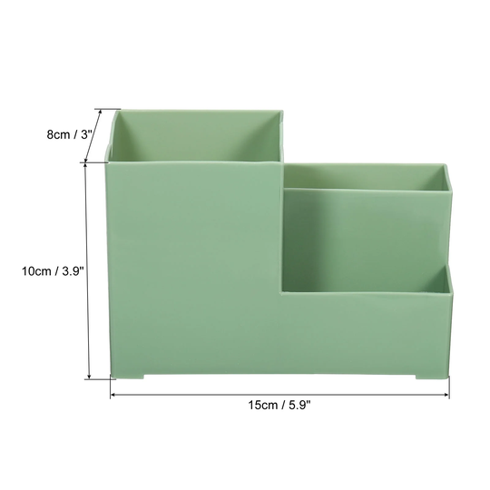 Pencil Holder, Plastic 3 Slots Pen Cup Makeup Brush Desktop Organizer
