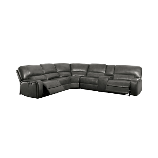 Leather Upholstery Sectional Sofa with Power Motion and USB Dock,Gray