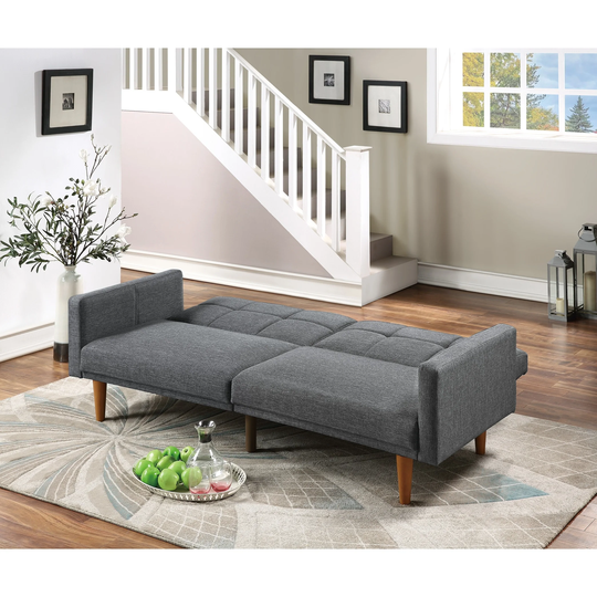 80"L Light Grey Convertible Tufted Sofa