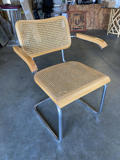 Marcel Breuer Wicker Back Chrome "Cesca" Chairs By Virco