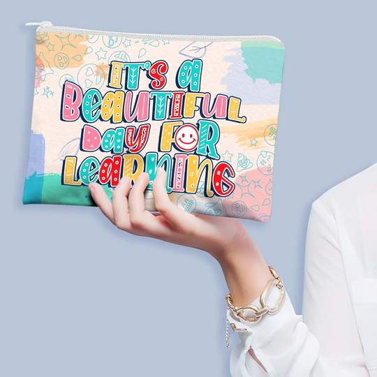 Beautiful Day To Learn | Teacher Gifts Makeup Bag Appreciation Cosmetic End Of Year Gift Pencil Pouch
