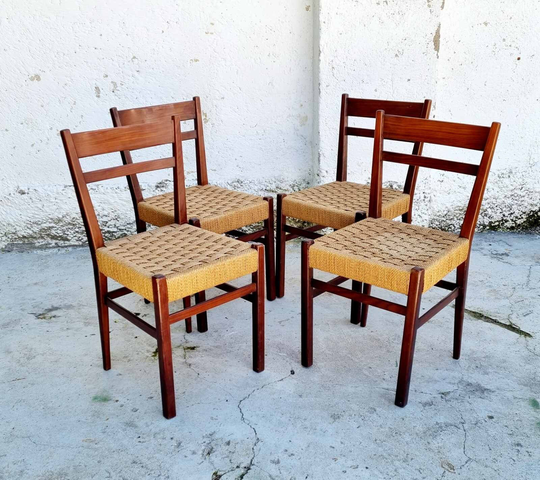 Set Of 4 Mid Century Italian Dining Chairs/Scandinavian Design Vintage Vinterior Italy 1960S "60S