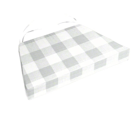 Chair Cushions Buffalo Plaid French Grey - White Check Fabric, Replacement Cushion Rustic Chair Pad, 18" Double Ties, Cushions