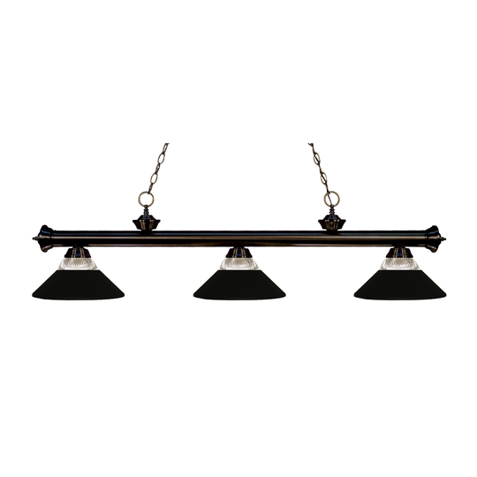 Avery Home Lighting 3-light Riviera Bronze Clear Ribbed Glass Billiard Fixture