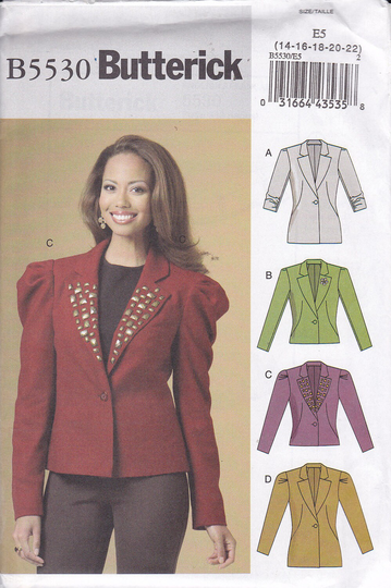 Semi Fitted Lined Jacket Multi Sized 6 8 10 12 Or 14 16 18 20 22 Butterick 5530 Oop Uncut Sewing Pattern Easy To Make