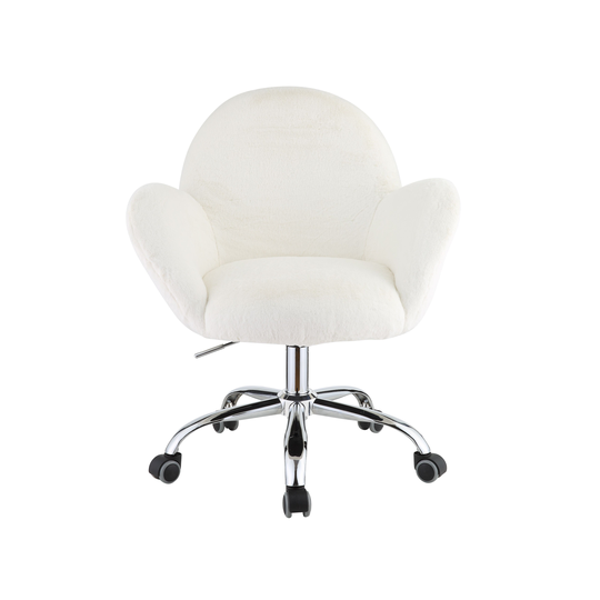 Jago Office Chair in White Lapin Chrome Finish