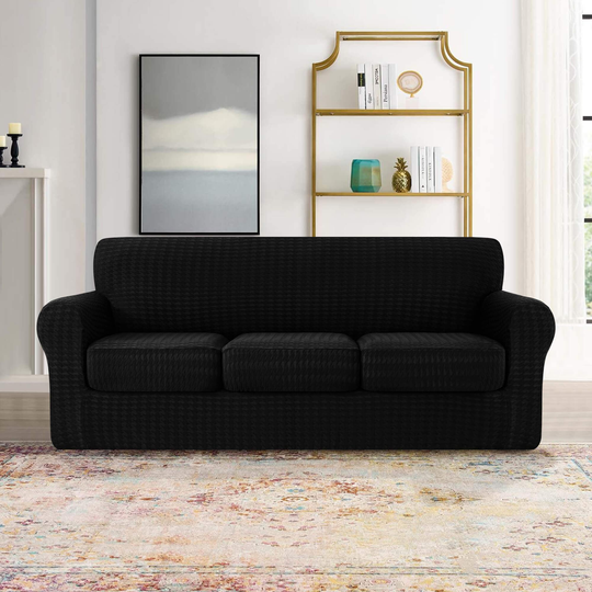 CHUN YI Houndstooth Fabric Sofa Slipcover with 3 Cushion Covers - Large