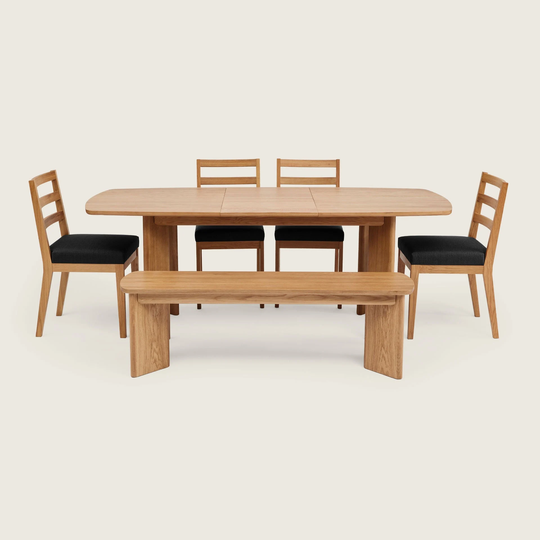 Extendable Dining Table | Room Set Kitchen Farmhouse Oak - Walnut Vail Table & Bench | Optional