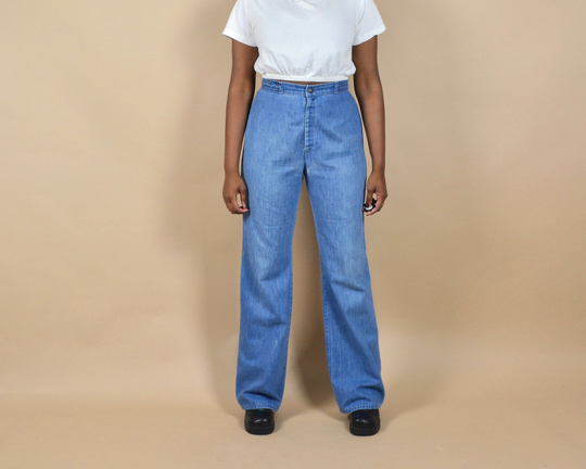 70S Levi's Orange Tab Size 29 Braided Wide Leg Vintage Flare Jeans