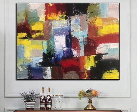 Abstract Colorful Painting Fine Art On Canvas Acrylic Wall Original Textured Modern Artwork For Home
