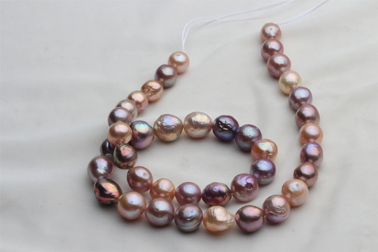 8-11mm Rainbow Color Nuclear Pearl Strand, Amazing Multi-Color Baroque Edison With Metallic Color, Nucleated Pearls, Atg321
