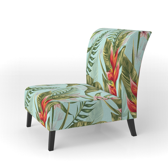 Designart 'Tropical Foliage II' Upholstered Mid-Century Accent Chair