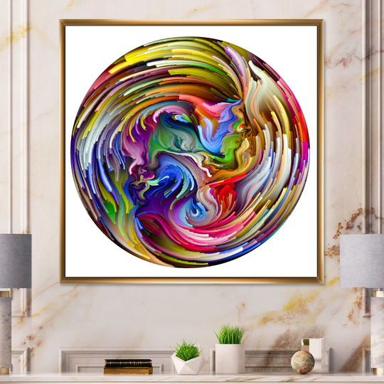 Designart 'Circle Colorful Liquid Color X' Modern Framed Canvas Art Print