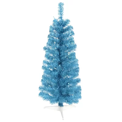 Pencil 2' Sky Blue Pine Artificial Christmas Tree with 35 Single Colored Lights