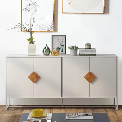Uleta Rectangle Sideboard Including 2 Large Cabinets And Hidden Storage Shelves