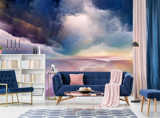 Beautiful Colorful Wallpaper With The Abstract Landscape, Rainbow Colors Pattern | Self-Adhesive, Removable, Peel & Stick Wall Mural