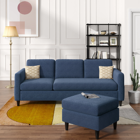 Modern Linen Fabric Reversible Sectional Sofa with Handy Side Pocket