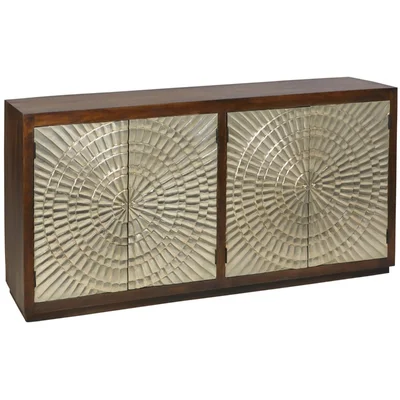 80 Inch Silver 4 Galvanized Metal Overlay Doors Sideboard Greece