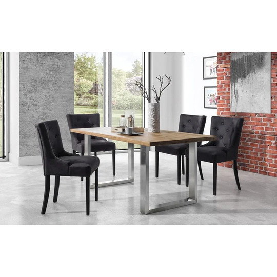 NESTOR Dining Table - Honey Oak/Steel