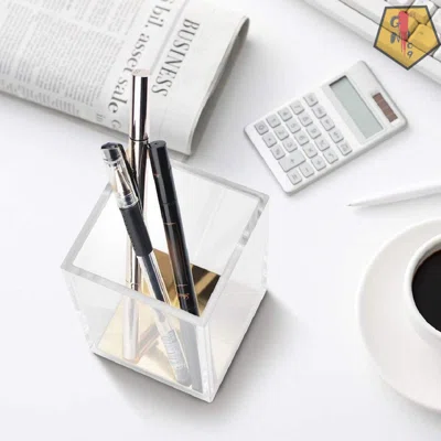 Pen Pot Pencil Holders Case Clear Acrylic Desk Organizer Cup