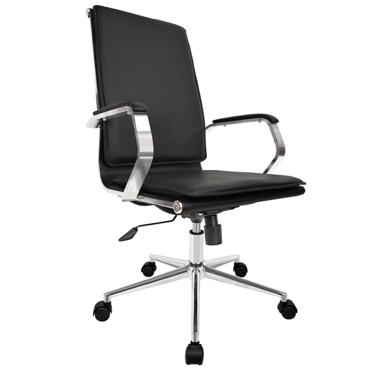 Designer Office Chair With Arms Cushion Back Seat Executive With Wheels Chrome Swivel Boss Tilt Home Conference Room