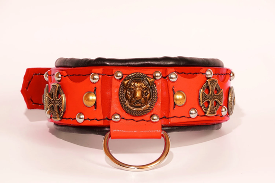 Orange Leather Dog Collar Handmade With Soft Padding, American Bully Xl Gear Pitbull Essentials