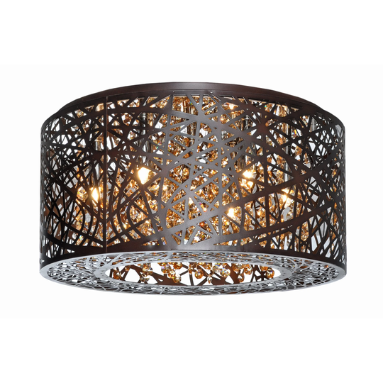 Inca Brown Metal, Steel 7 Light Flush Mount Light Fixture