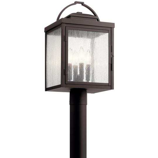 Kichler Lighting Carlson 4-Light Post Light Seeded Glass Rubbed Bronze