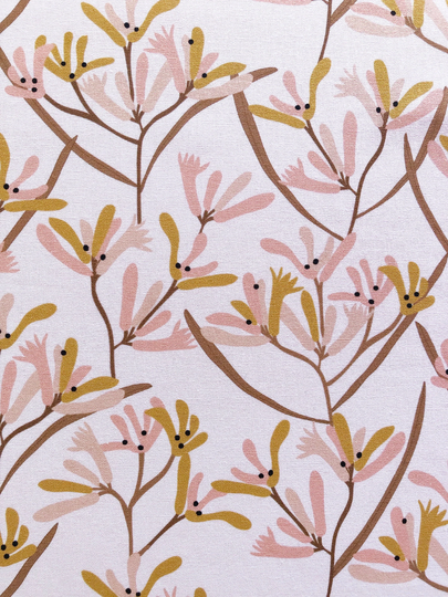 Australian Native Kangaroo Paw Blooming Pale Pink Floral Quilting Cotton Fabric By 1/4, 1/2 Yard Or Fat Quarter