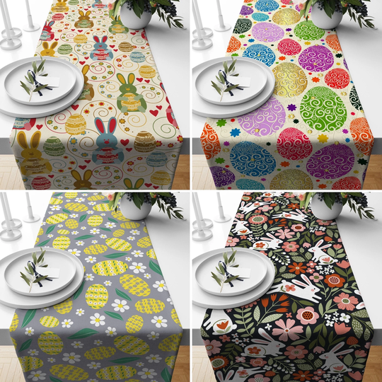 Easter Table Runner, Egg Kitchen Colorful Tablecloth, Spring Decor, Happy Gift, Gift For Friend