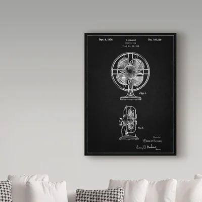 'Table Fan' Drawing Print on Wrapped Canvas