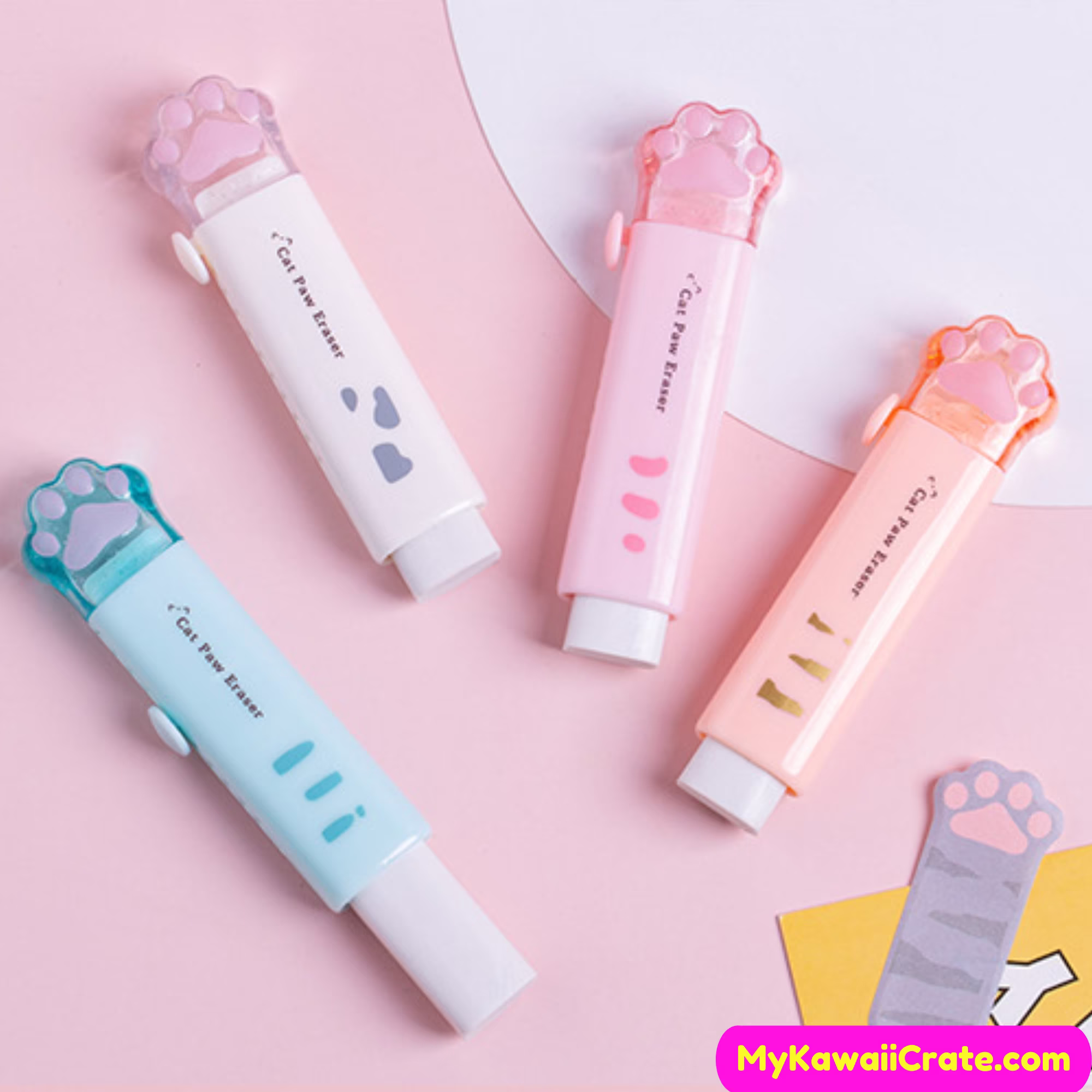Kawaii Cat Paw Retractable Pencil Eraser ~ Cute Eraser, Rubber Erasers, School Supplies, Drawing Writing Supply, Gift
