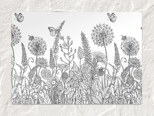 Meadow Chair Mat, Black Splat White Vinyl Floor Handdrawn Protective Office Decor, Room Rug, Comfort Splash Mat