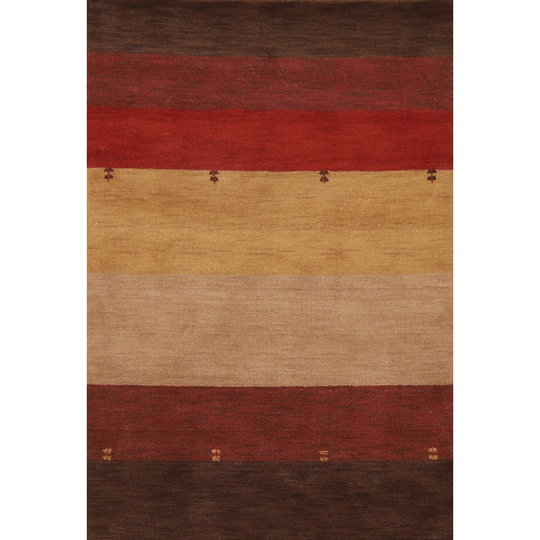 Multi-Color Striped Gabbeh Oriental Rug Handmade Modern Wool Carpet - 3'11" x 5'8"