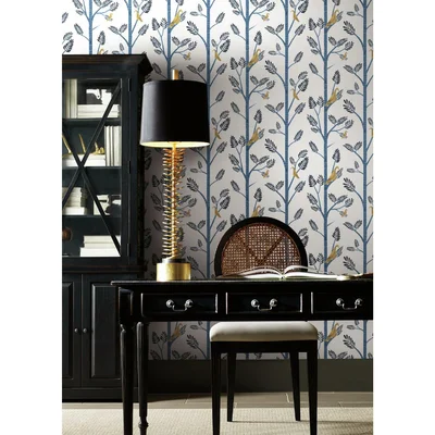 Aviary Branch 33' L x 20.5" W Peel and Stick Wallpaper Roll