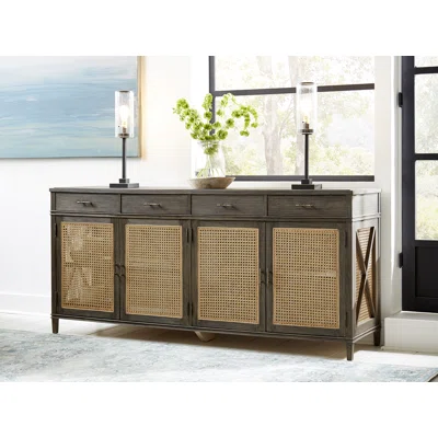 Cambridge 78" Wide 4 Drawer Elm Wood Sideboard