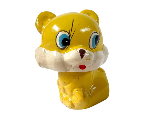 Vintage Bear Cub Pencil Sharpener~ Yellow Bobble Head Bear~ Cute Kitsch Kawaii Office Decor~ New Old Stock ~Chinese