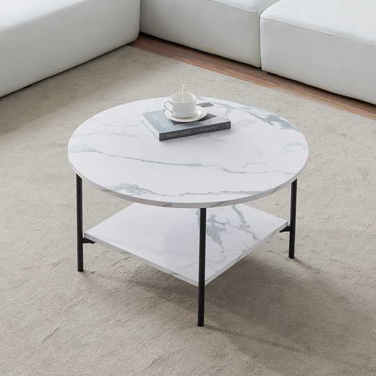 Nesting coffee table Square & rectangle metal frame with wood marble color top
