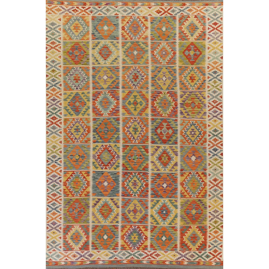 Reversible Kilim Area Rug Flat-weave Multi-Color Wool Carpet - 8'3" x 11'5"