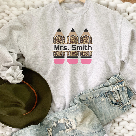 Personalized Pencil Teacher Sweatshirt, Hoodie, Crewneck, Crewneck