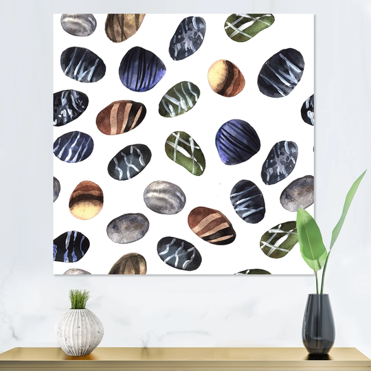 Designart 'Colorful Stones On White I' Modern Canvas Wall Art Print