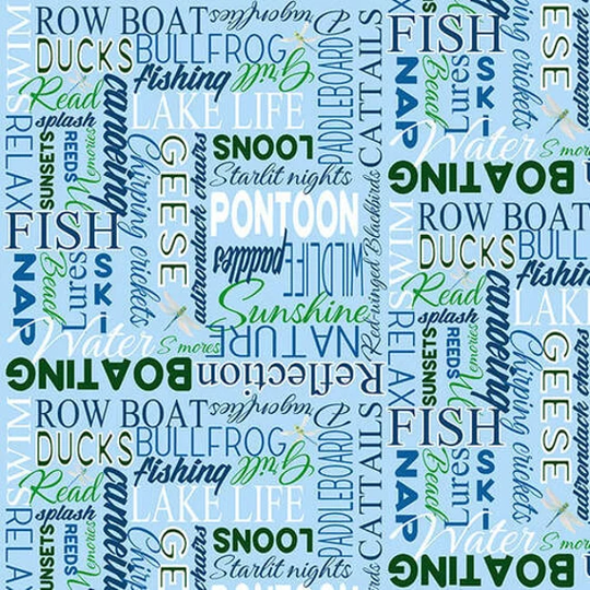 Dockside - Words # 9779-11 Blue By Henry Glass 100% Cotton Woven Fabric, Choose Your Cut