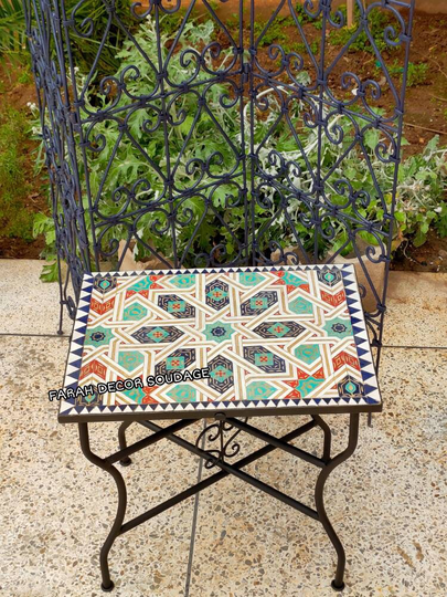 Customizable Mosaic Table, Rectangular Table Top With Iron Legs, Custom Your Outdoor Dining Table Or Indoor Table, Handmade