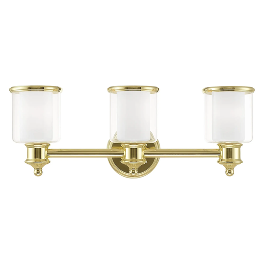 Livex Lighting Middlebush 3-Light Polished Brass Bath Vanity - 23.5"W x 9"H x 6.5"D